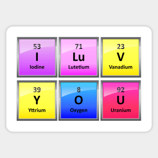 I LuV YOU in Periodic Table Element Symbols Sticker